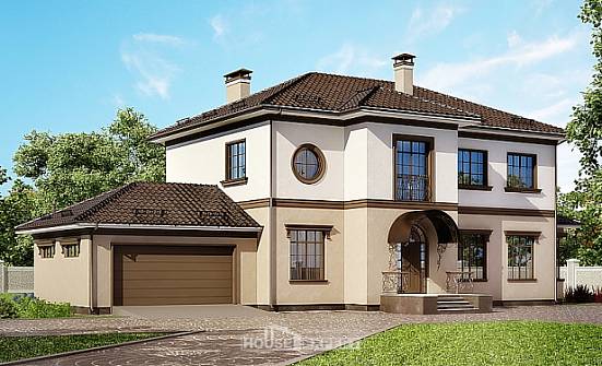 290-004-Л Проект двухэтажного дома и гаражом, огромный домик из кирпича | Проекты домов от House Expert