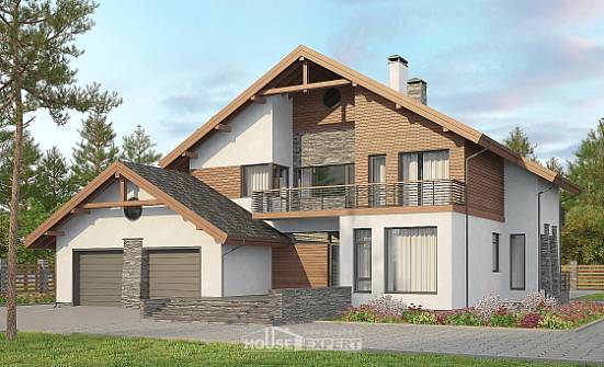 270-003-Л Проект двухэтажного дома с мансардой и гаражом, красивый загородный дом из газобетона | Проекты домов от House Expert