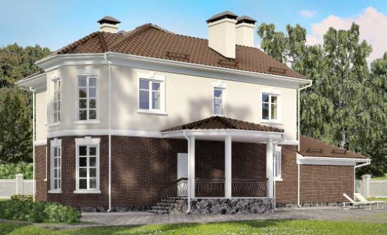190-002-Л Проект двухэтажного дома и гаражом, простой загородный дом из газобетона | Проекты домов от House Expert