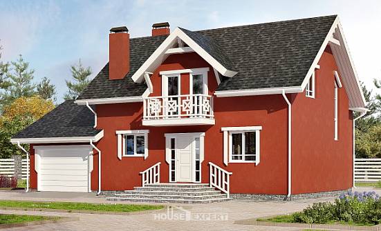 180-013-Л Проект двухэтажного дома мансардой и гаражом, недорогой загородный дом из керамзитобетонных блоков | Проекты домов от House Expert