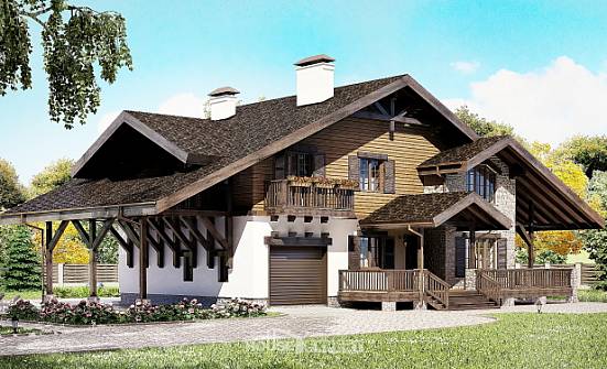 270-001-Л Проект двухэтажного дома с мансардным этажом и гаражом, уютный коттедж из кирпича | Проекты домов от House Expert