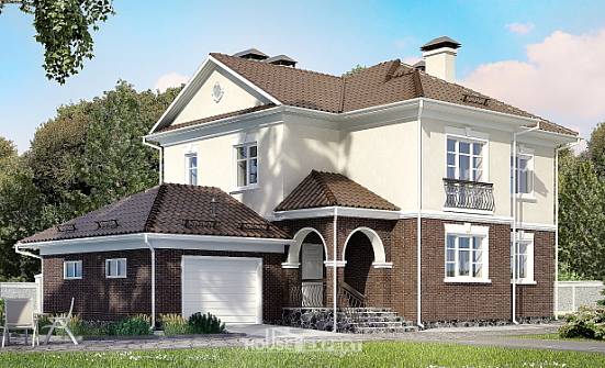 190-002-Л Проект двухэтажного дома и гаражом, простой загородный дом из газобетона | Проекты домов от House Expert