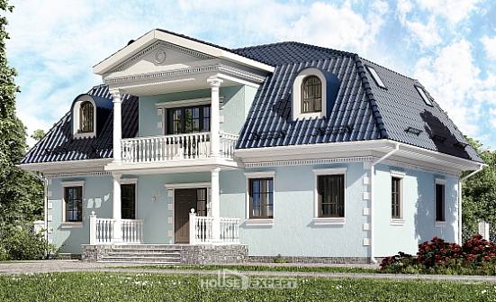 210-004-Л Проект двухэтажного дома мансардой, просторный дом из газобетона | Проекты домов от House Expert